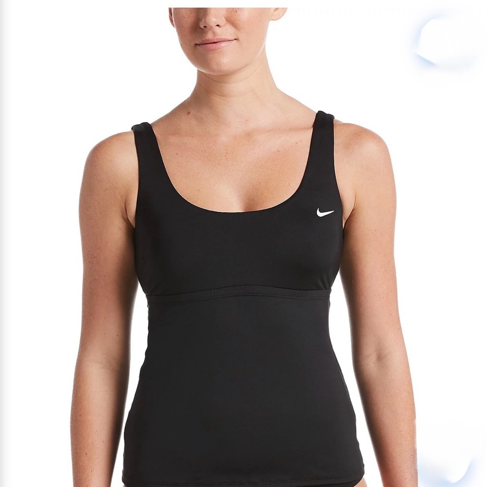 Nike Swim Tankini with White Logo - Black